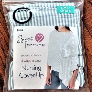 Nursing Cover-Up Secret Treasures Gray White Stripes S-M-L NWT